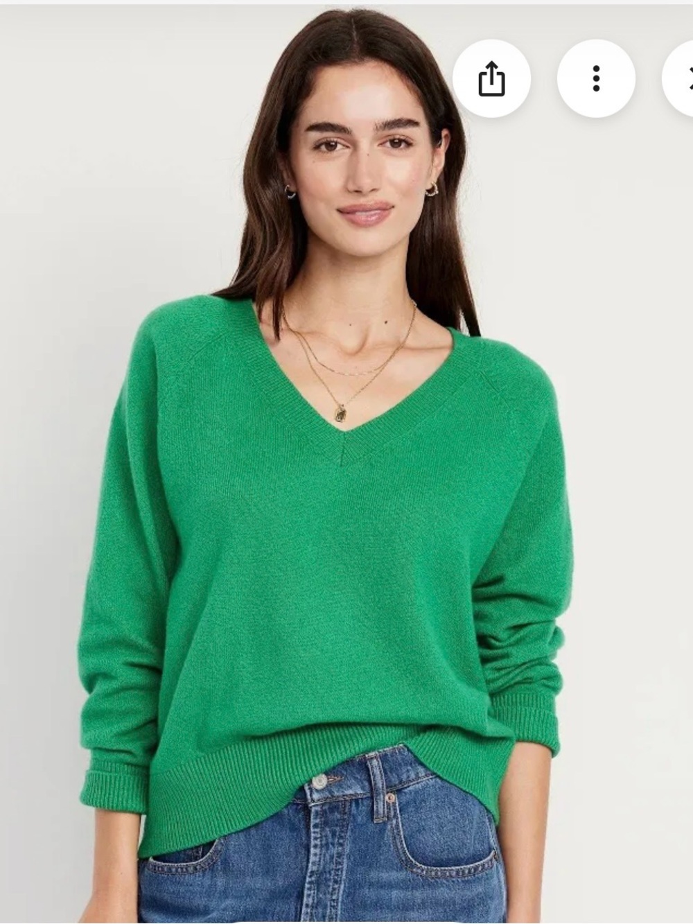 Old Navy Women’s Size Large Green SoSoft Loose V-Neck Sweater NEW